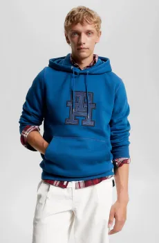 Мужское синее худи MONOGRAM APPLIQUE HOODY Синий M Tommy Hilfiger MW0MW32702