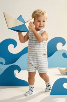 Бавовняний ромпер у смужку - різнобарвний