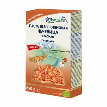 Детские безглютеновые макароны Fleur Alpine Organic Звездочки из красной чечевицы, 250 г Детские безглютеновые макароны Fleur Alpine Organic Звездочки из красной чечевицы, 250 г