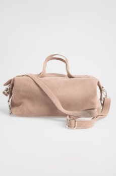 Бежева сумка із натуральної замші з двома ручками