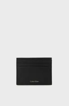 Мужской черный кожаный кардхолдер EMBOSS Черный ONESIZE Calvin Klein LV04D1060G