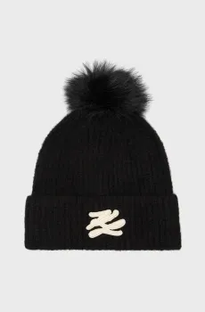 Женская черная шапка AUTOGRAPH PATCH BEANIE Черный ONESIZE Karl Lagerfeld A1W33103