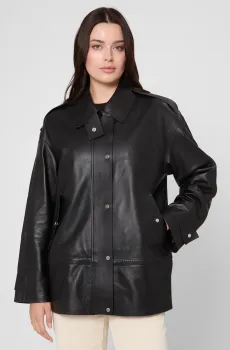 Женская черная кожаная куртка Черный XXS BOSS 50544445;001