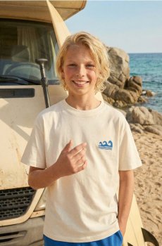 Бавовняна футболка з літнім принтом - кремовий