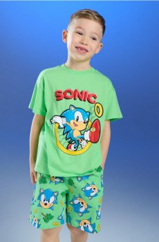 Бавовняна футболка з принтом Sonic the Hedgehog - свіжий зелений