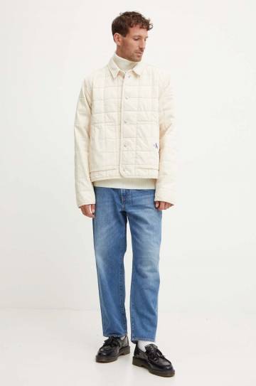 Хлопковая куртка Calvin Klein Jeans цвет бежевый переходная J30J325753 Хлопковая куртка Calvin Klein Jeans цвет бежевый переходная J30J325753