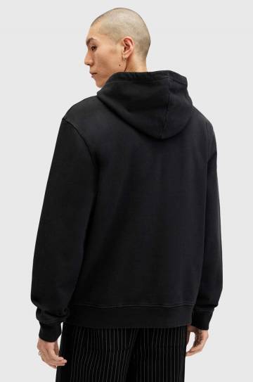 Хлопковая кофта AllSaints BONES OTH HOODY мужская цвет чёрный с капюшоном однотонная M005NB Хлопковая кофта AllSaints BONES OTH HOODY мужская цвет чёрный с капюшоном однотонная M005NB