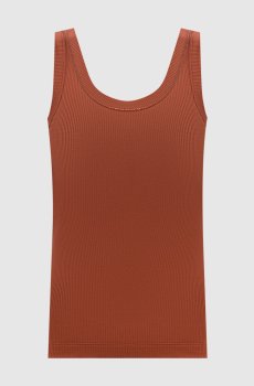 Коричневый топ в рубчик с цепочкой мониль