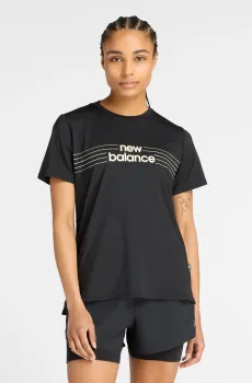 Женская футболка Linear Performance Черный S New Balance WT53070BK