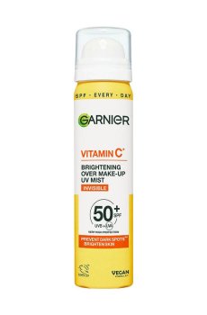 Солнцезащитный спрей-мист для лица Garnier Vitamin C Brightening Over Make-Up UV Mist, SPF 50+, с витамином С, 75 мл