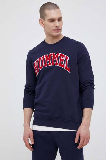 Хлопковая кофта Hummel мужская цвет синий с аппликацией Хлопковая кофта Hummel мужская цвет синий с аппликацией