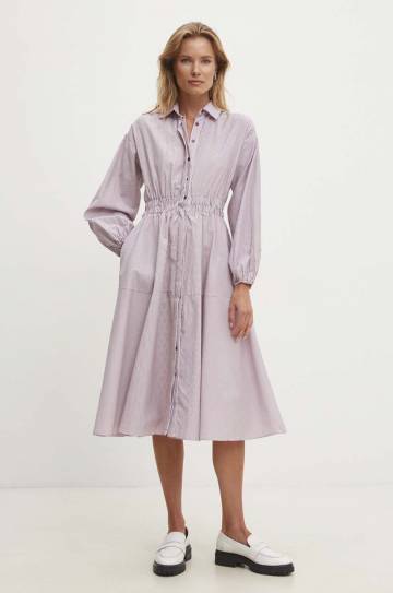 Хлопковое платье Answear Lab цвет красный maxi расклешённая Хлопковое платье Answear Lab цвет красный maxi расклешённая