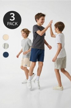 Бавовняні шорти 3 pack - бежевий