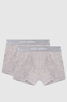 Детский набор серых трусов-боксеров с узором логотипа