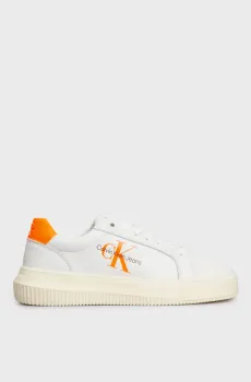 Женские белые кожаные сникерcы CHUNKY CUPSOLE MONO LTH WN Белый 37 Calvin Klein YW0YW00823