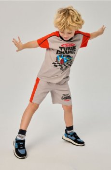 Комплект із футболки з шортами Hot Wheels - сірий