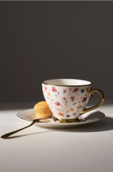 Керамічний кухоль з квітковим візерунком - різнобарвний