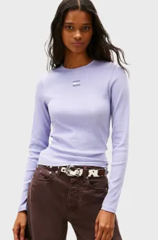 Женский сиреневый лонгслив SLIM LS BADGE Сиреневый S Tommy Jeans DW0DW20178