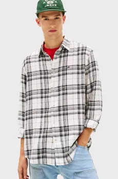 Мужская льняная рубашка в клетку BLEND Разноцветный XL Tommy Jeans DM0DM22758