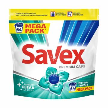 Капсулы для стирки Savex Premium Caps Extra Fresh, 64 стирки, 64 шт Капсулы для стирки Savex Premium Caps Extra Fresh, 64 стирки, 64 шт