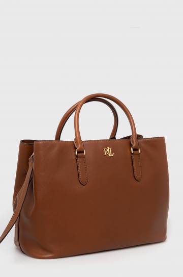 Кожаная сумочка Lauren Ralph Lauren цвет коричневый Кожаная сумочка Lauren Ralph Lauren цвет коричневый
