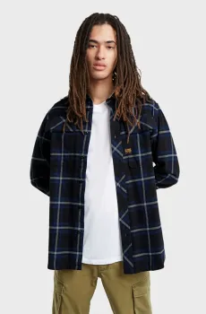 Мужская темно-синяя рубашка в клетку Regular Синий S G-Star RAW D23583,D747