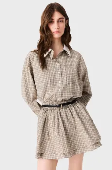 Женское коричневое платье в клетку Коричневый 36 MAJE MFPRO04943_Beige