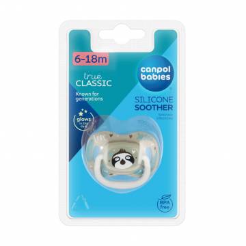 Пустышка круглая силиконовая Canpol Babies Exotic Animals Линивец, от 6 месяцев до 1.5 года, 1 шт (34/934_leni)