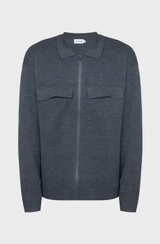Мужской серый шерстяной кардиган WOOL-BLEND OVERSHIRT Серый L Calvin Klein K10K111952