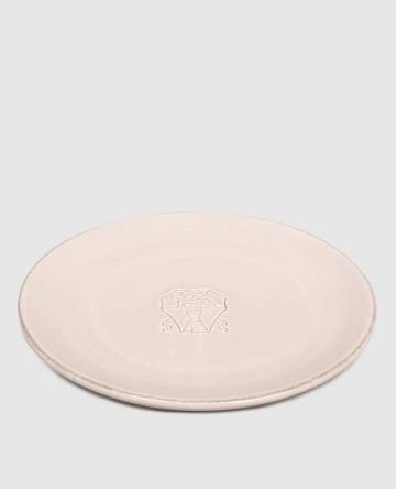 Бежевое керамическое блюдце с логотипом логотип