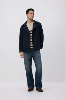 Reserved - Короткий двобортний тренч - темно-синій - 444HZ-59X