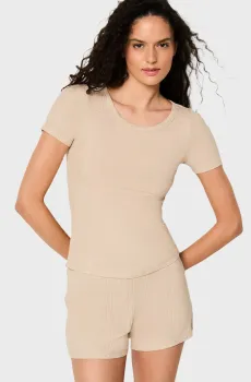 Женская бежевая футболка COLY Бежевый XS Etam 6550934