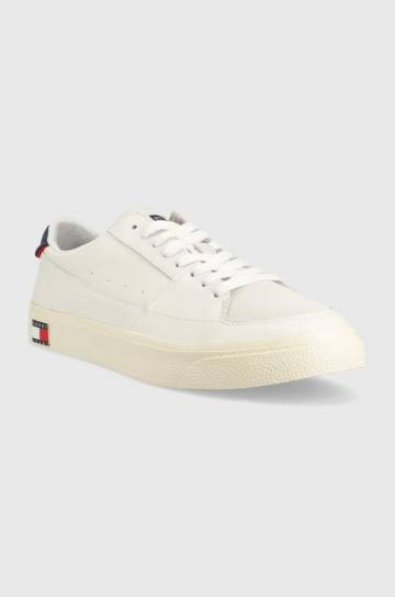 Кожаные кроссовки Tommy Jeans TOMMY JEANS VULCANIZED ESS цвет белый EM0EM01106 Кожаные кроссовки Tommy Jeans TOMMY JEANS VULCANIZED ESS цвет белый EM0EM01106