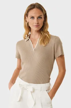 Женское бежевое поло Polo piping knit Бежевый XL Mexx MF006605951W