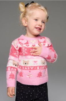 Святковий светр з ведмедиками, сердечками та різдвяними ялинками - різнобарвний