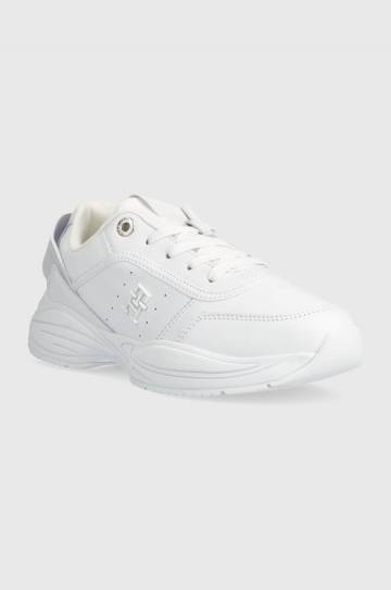 Кожаные кроссовки Tommy Hilfiger TECH HEEL RUNNER цвет белый FW0FW07701 Кожаные кроссовки Tommy Hilfiger TECH HEEL RUNNER цвет белый FW0FW07701