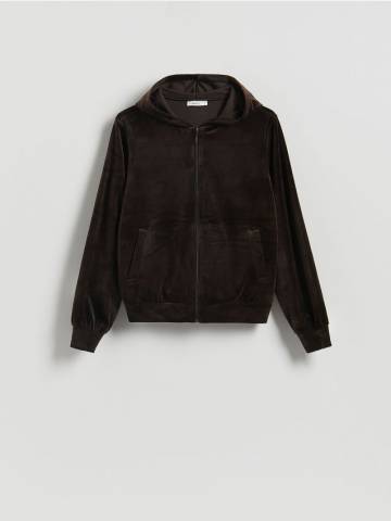 Reserved - Велюрове худі - темно коричневий - 816GA-89X