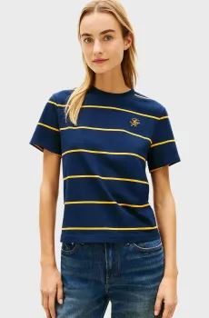 Женская темно-синяя футболка в полоску SCRIPT REG Синий XS Tommy Hilfiger WW0WW48699