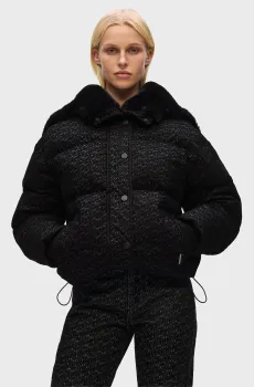 Женская черная куртка с узором flock Черный L Karl Lagerfeld A4W15042