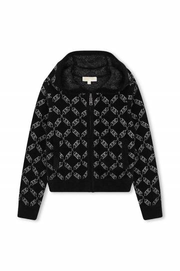 Детская кофта Michael Kors цвет чёрный с капюшоном узор R30163 Детская кофта Michael Kors цвет чёрный с капюшоном узор R30163