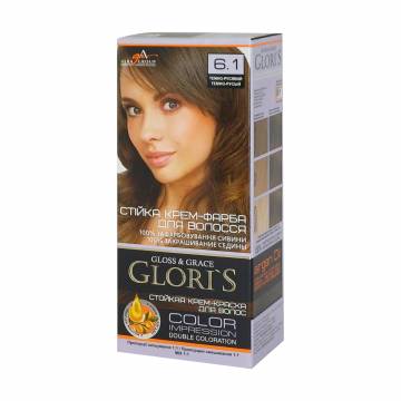 Стойкая крем-краска для волос Gloris Gloss & Grace для двух применений 6.1 Темно-русый, 130 мл Стойкая крем-краска для волос Gloris Gloss & Grace для двух применений 6.1 Темно-русый, 130 мл