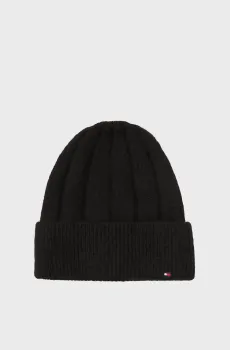 Женская черная шапка FLAG FLUFFY Черный ONESIZE Tommy Hilfiger AW0AW17779