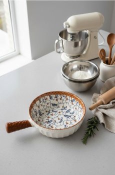 Керамічна мисочка з ручкою - різнобарвний