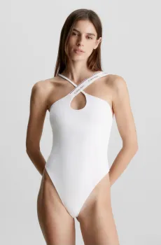 Женский белый купальник HALTER ONE PIECE Белый S Calvin Klein KW0KW02423