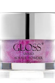 Акриловая пудра для ногтей Gloss UV/LED Acrylic Powder 024 Светло-лиловый с розовым микроблеском, 15 г