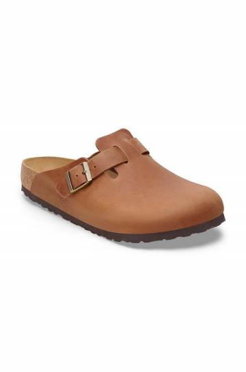 Шлепанцы из нубука Birkenstock Boston цвет коричневый 1028179 Шлепанцы из нубука Birkenstock Boston цвет коричневый 1028179