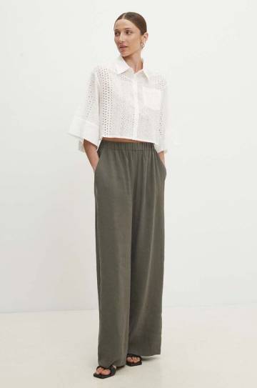 Хлопковая рубашка Answear Lab женская цвет белый relaxed классический воротник Хлопковая рубашка Answear Lab женская цвет белый relaxed классический воротник
