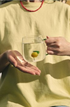 Скляна кружка з лимоном - різнобарвний