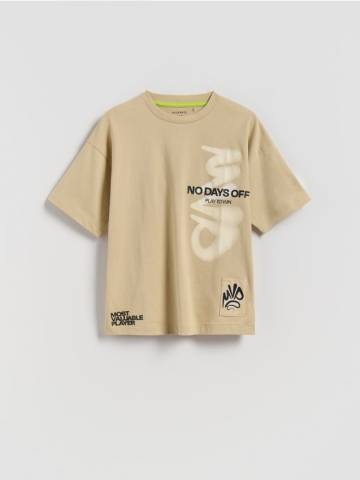 Reserved - Футболка з принтом - бежевий - 067FH-08X