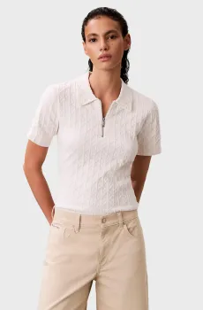 Женское белое поло Textured SS Белый L Calvin Klein LV044E325G